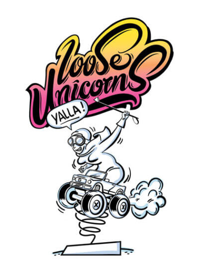 Loose Unicorns coffee label design 