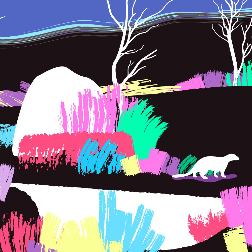 Pop Art Abstract Veldt with Muishond_Vector Illustration_Su Opperman